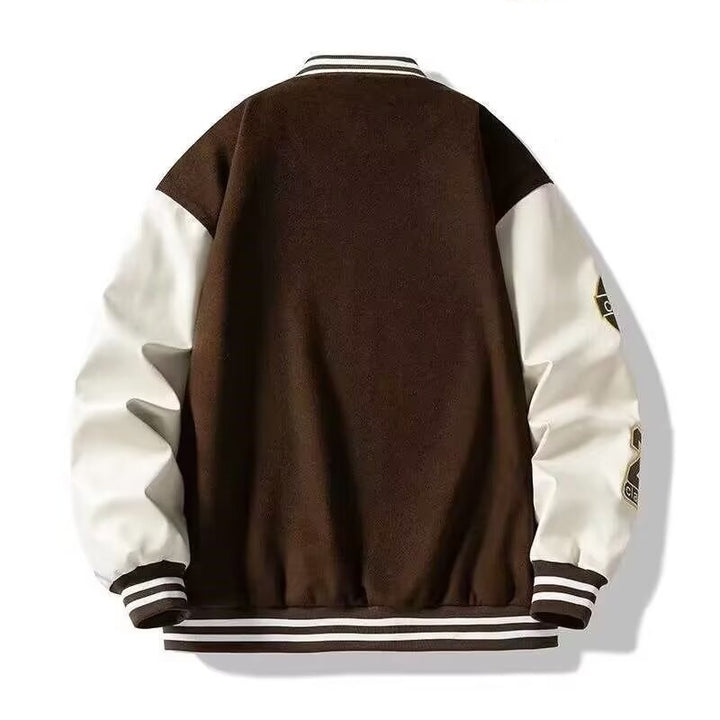 Men's College Jacket with Embroidered Emblems Lisslune