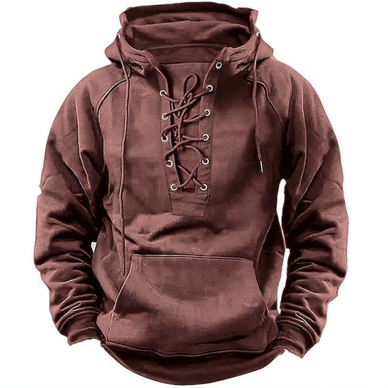 Men's hoodie with trendy lacing Lisslune