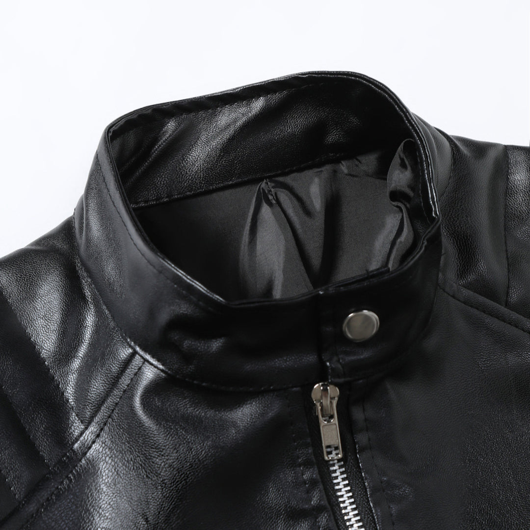 Men's Stylish Biker Leather Jacket with Asymmetrical Zipper and Stylish Details Lisslune