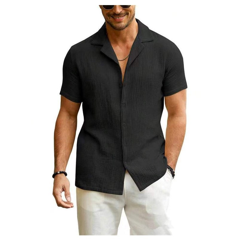 Men's short-sleeve shirt with textured fabric and casual fit Lisslune