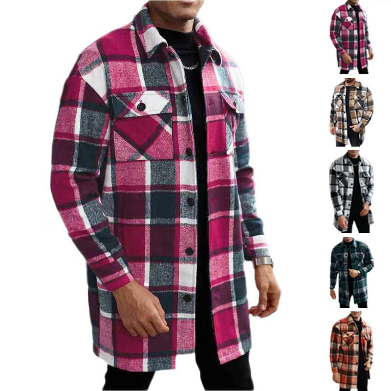Men's flannel shirt jacket in checked design with practical pockets Lisslune
