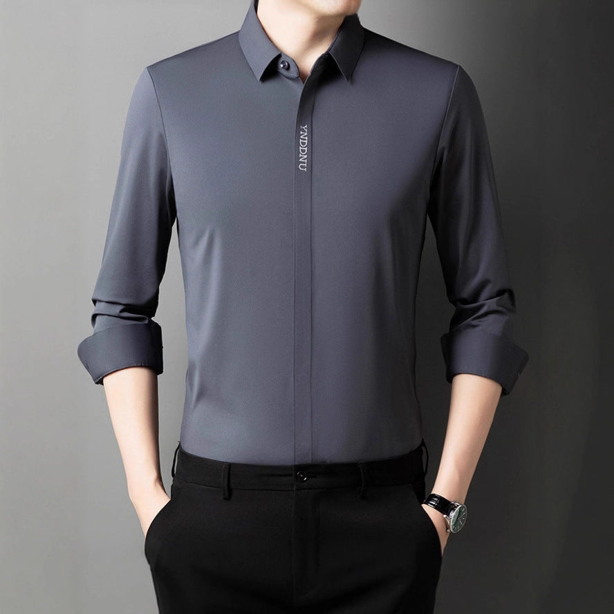 Men's Long Sleeve Shirt with Elegant Satin Finish Lisslune