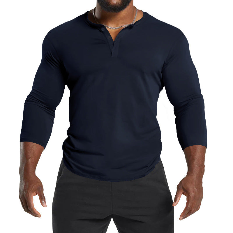 Men's Long Sleeve Henley Shirt with breathable material and modern fit Lisslune
