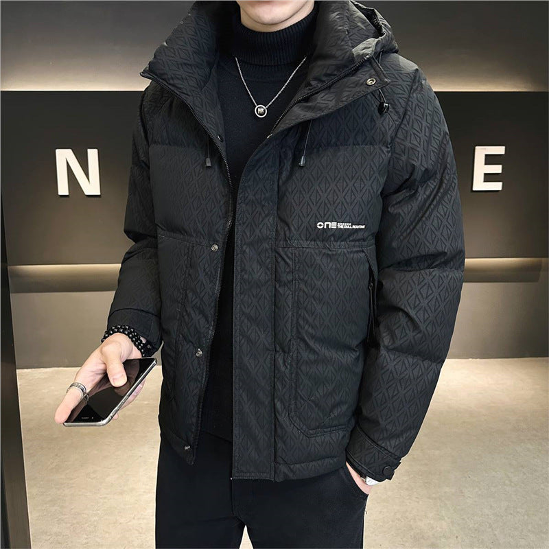 Men's Insulated Quilted Jacket with Hood and Practical Pockets Lisslune