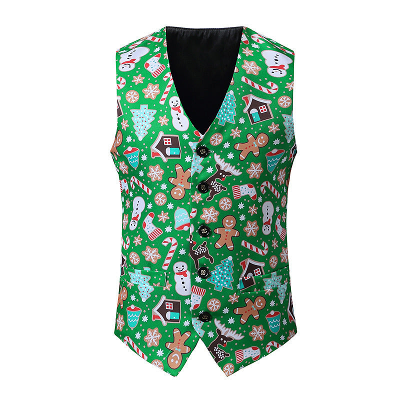Men's festive waistcoat with vibrant Christmas design Lisslune