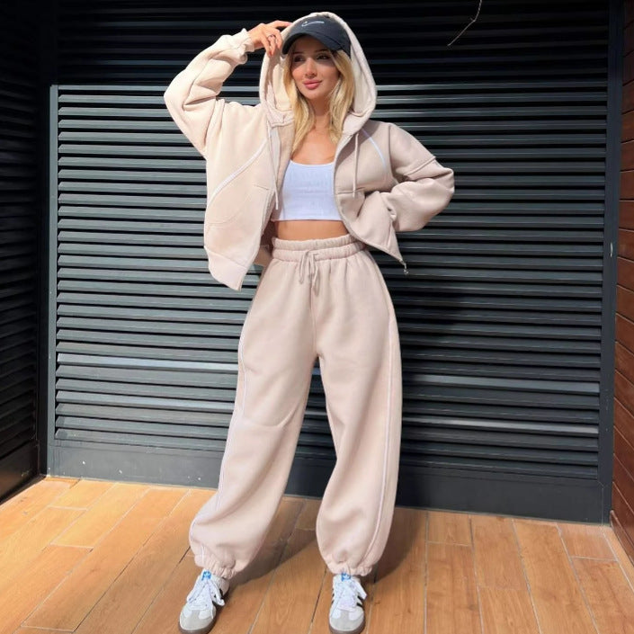 Women's sporty jumpsuit set with hood and elastic waist Lisslune