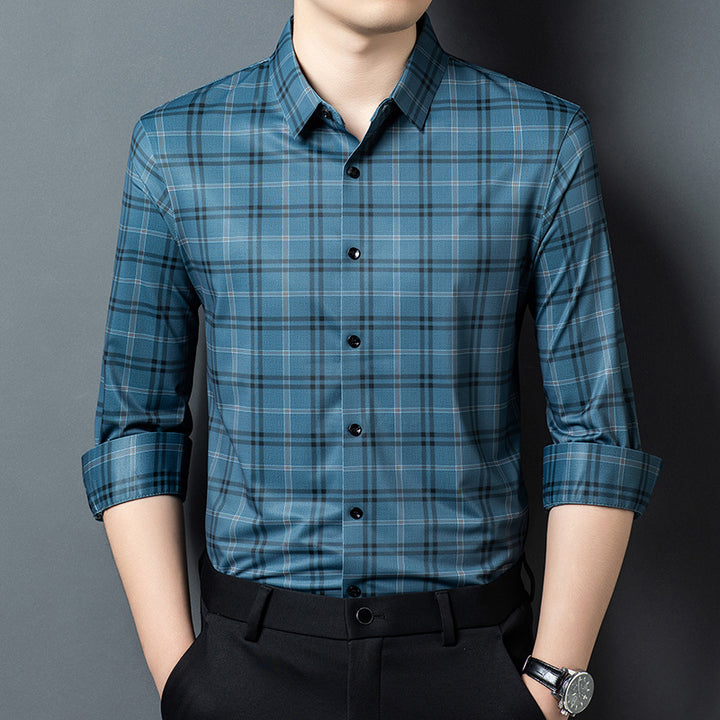 Men's checked shirt with modern accents Lisslune