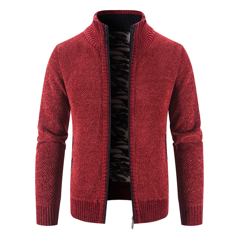 Men's cardigan with high collar and practical zip pockets Lisslune