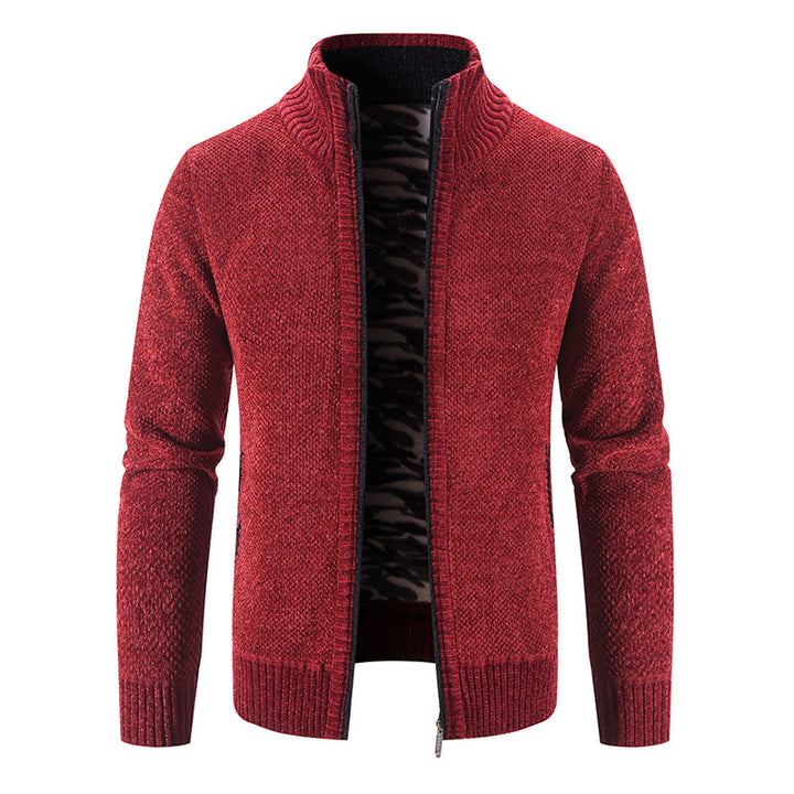Men's cardigan with high collar and practical zip pockets Lisslune