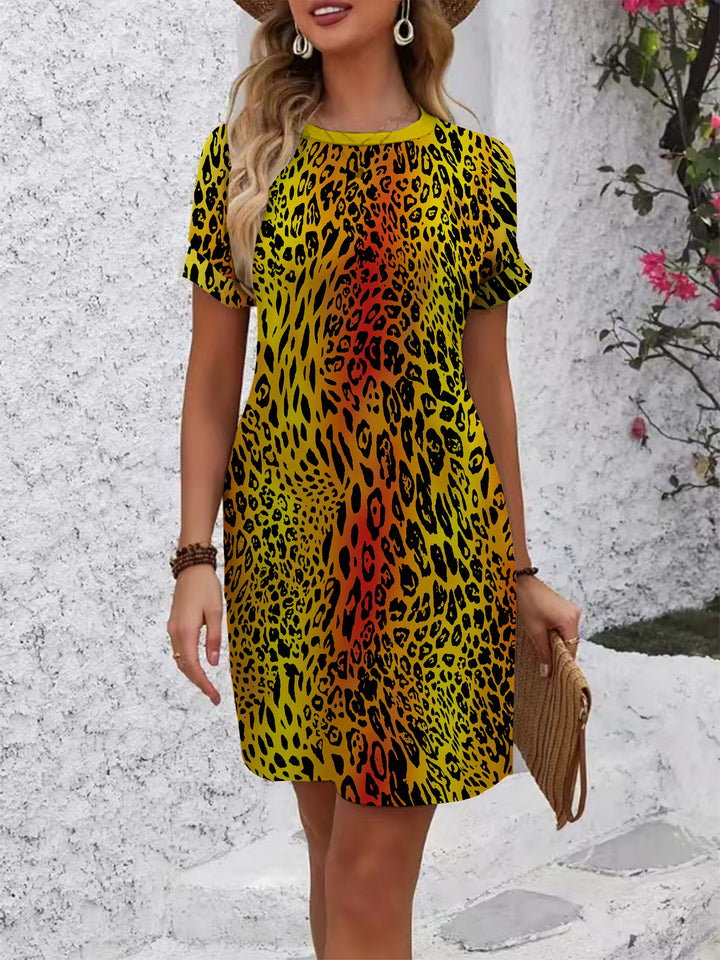 Women casual short sleeve dress with floral motifs and comfortable cut Lisslune