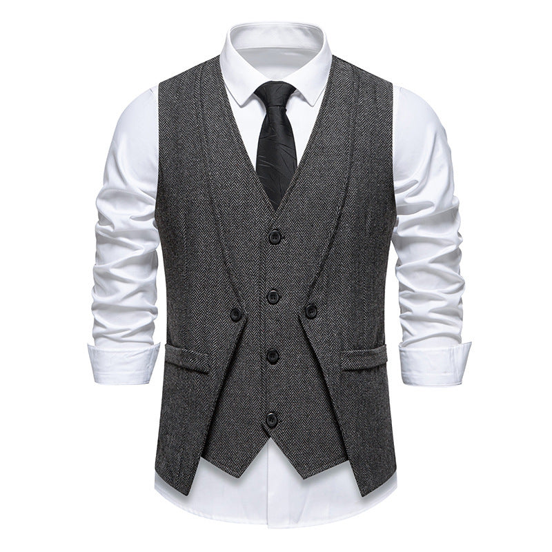 Men's suit vest in elegant herringbone design with practical pockets Lisslune