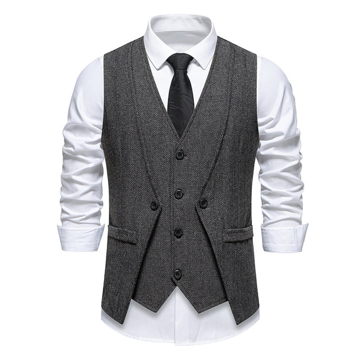 Men's suit vest in elegant herringbone design with practical pockets Lisslune