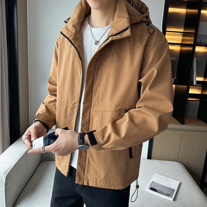 Men's Waterproof Transitional Jacket with Adjustable Hood and Multiple Pockets Lisslune