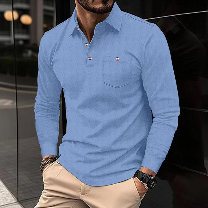 Men's long-sleeve shirt with textured design and stylish accents Lisslune