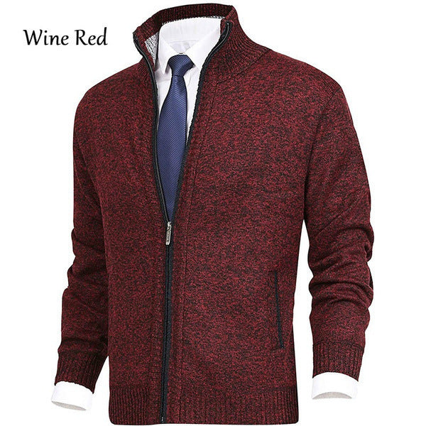 Men's stylish cardigan with high collar and elegant contrast details Lisslune