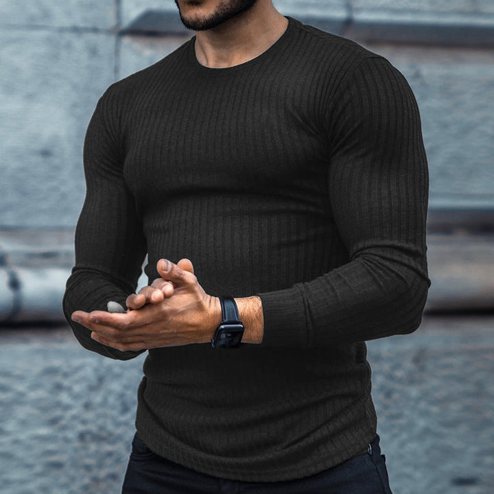 Men's long sleeve shirt with fine ribbed texture Lisslune