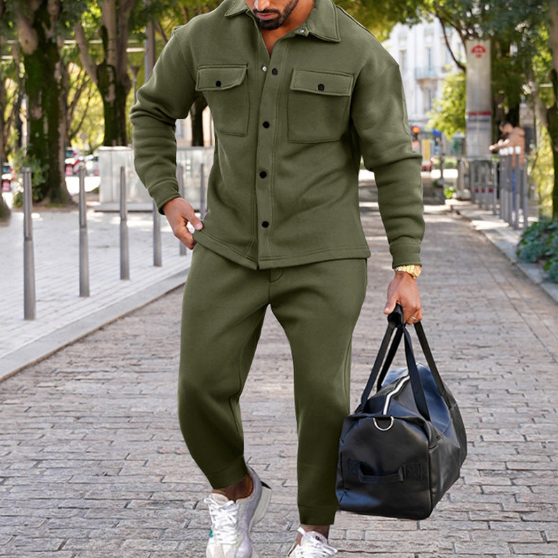 Men's leisure suit made of soft fleece with practical pockets Lisslune