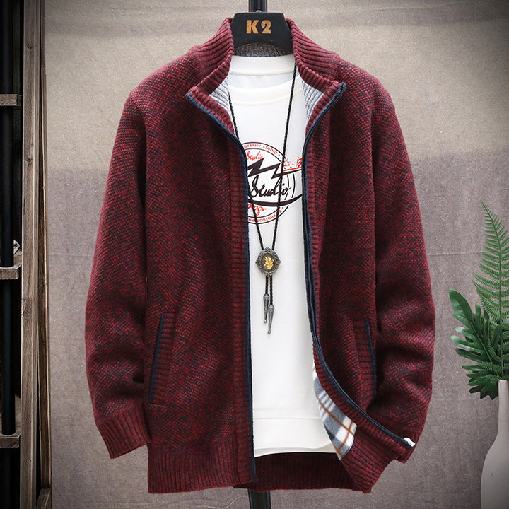 Men's cardigan with stand-up collar and pockets Lisslune