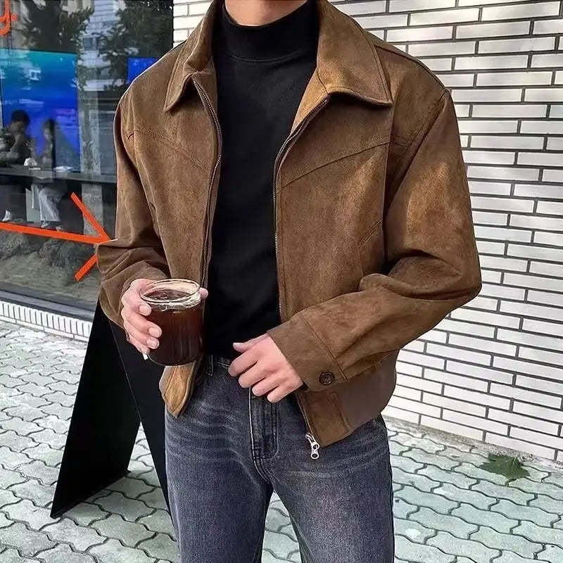 Men's fleece jacket with high collar and practical zipper Lisslune
