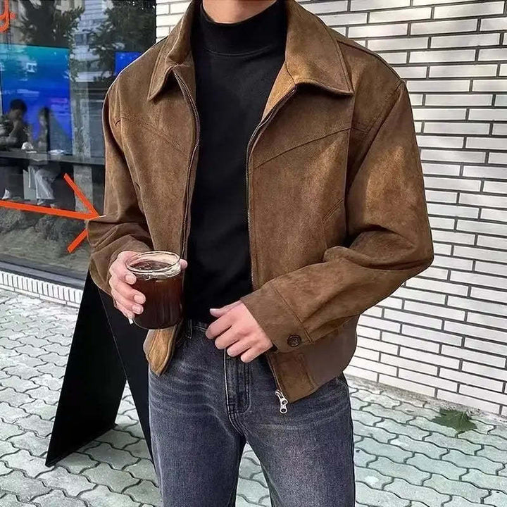 Men's fleece jacket with high collar and practical zipper Lisslune