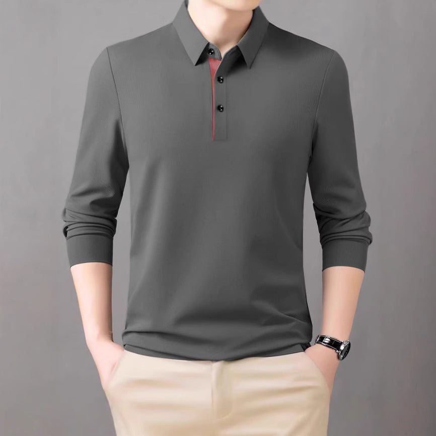 Men's comfortable long-sleeve polo shirt with elegant collar Lisslune