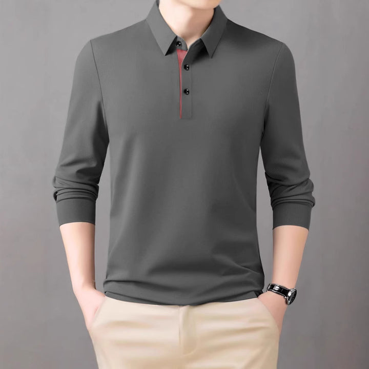 Men's comfortable long-sleeve polo shirt with elegant collar Lisslune