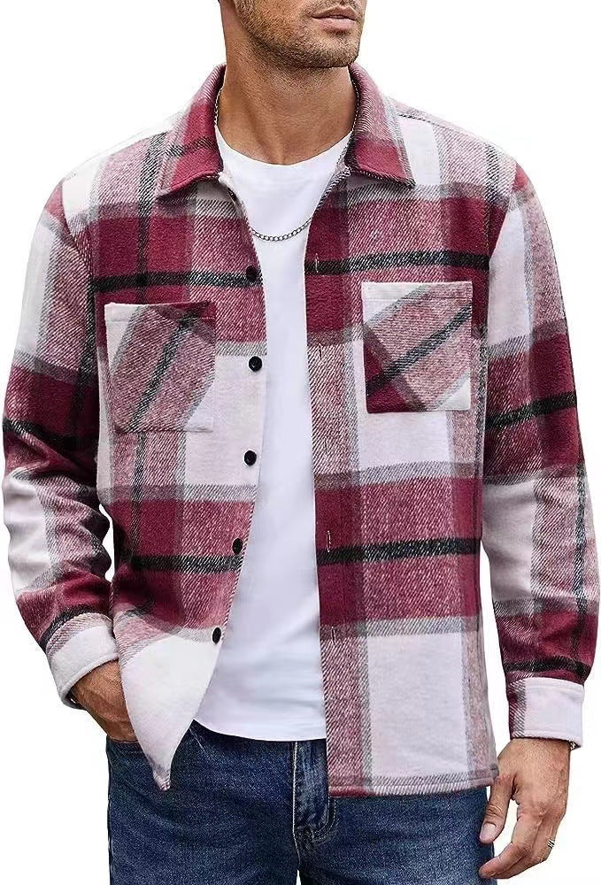 Men's casual checkered pattern shirt jacket Lisslune
