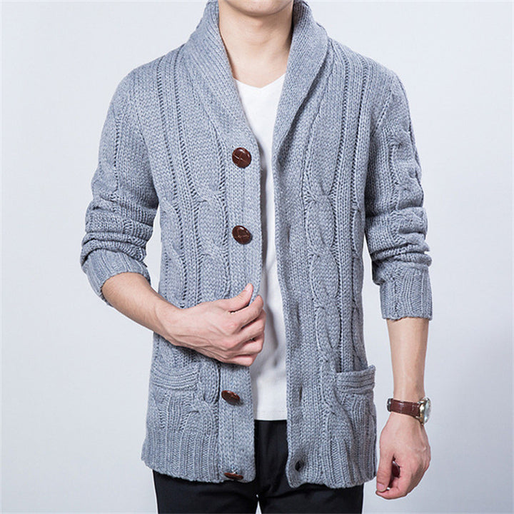 Men's cardigan with deep collar and elegant buttons Lisslune