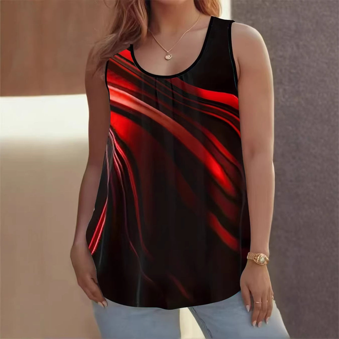 Damen Elegantes ärmelloses Oberteil mit modernem Wellendesign Lisslune