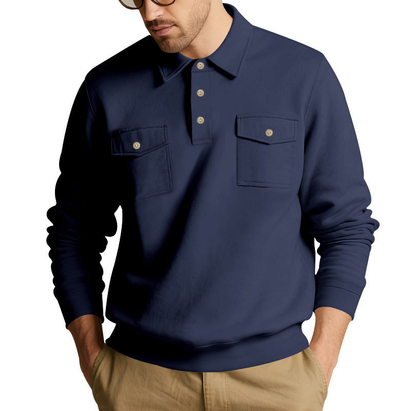 Men's pullover with two chest pockets and sporty collar Lisslune
