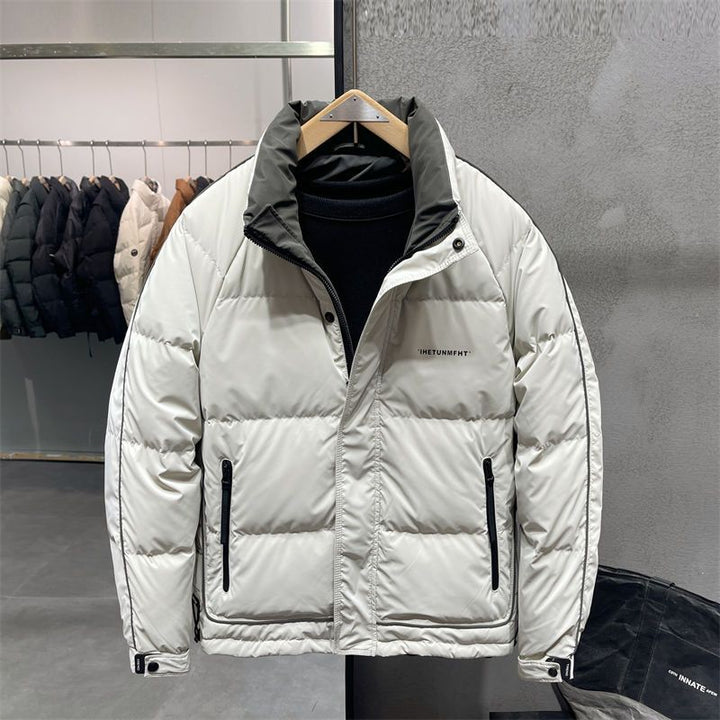 Men's Quilted Winter Jacket with High Collar and Practical Side Pockets Lisslune
