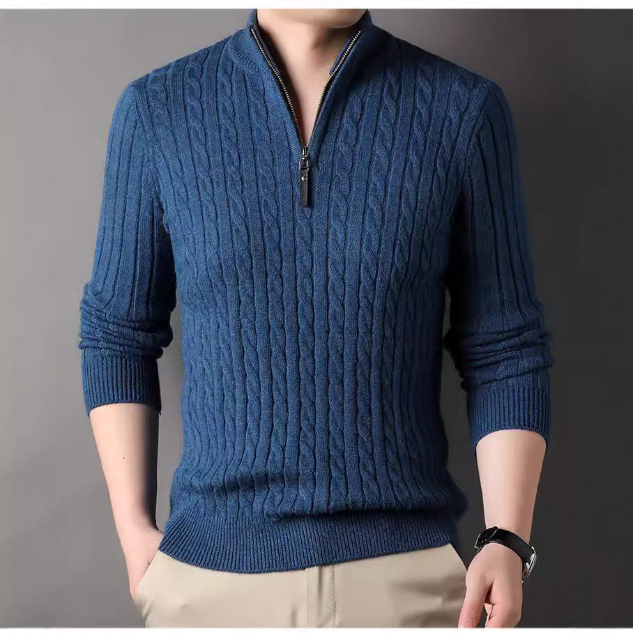 Men's pullover with zipper and textured cable pattern Lisslune