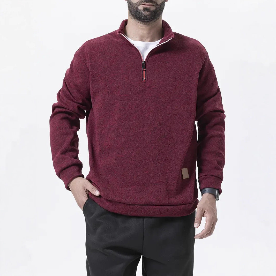 Men's fleece pullover with half zip and textured design Lisslune