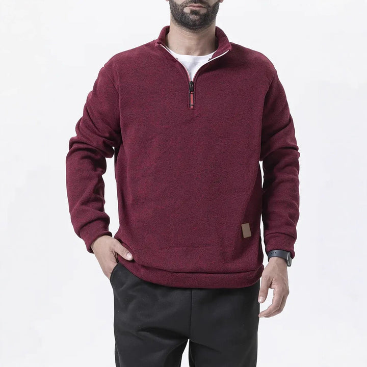 Men's fleece pullover with half zip and textured design Lisslune