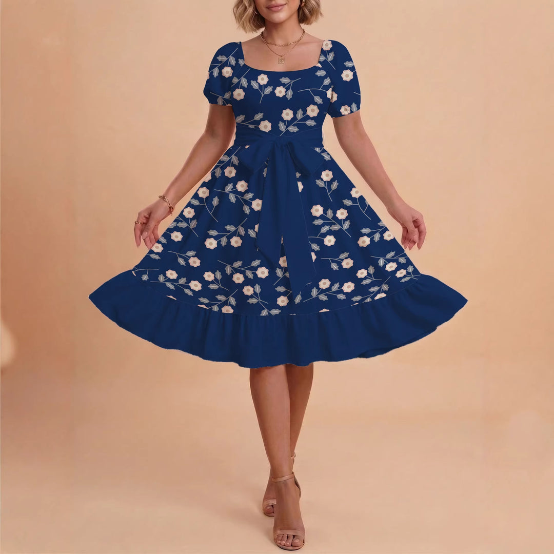 Women's floral dress with adjustable belt and voluminous sleeves Lisslune
