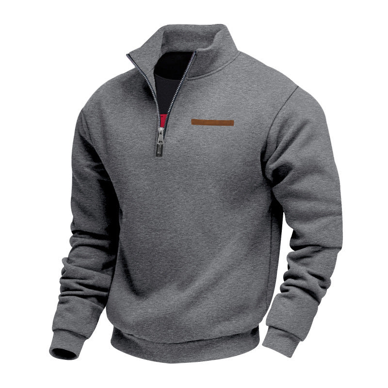 Men's fleece pullover with high collar and zipper Lisslune