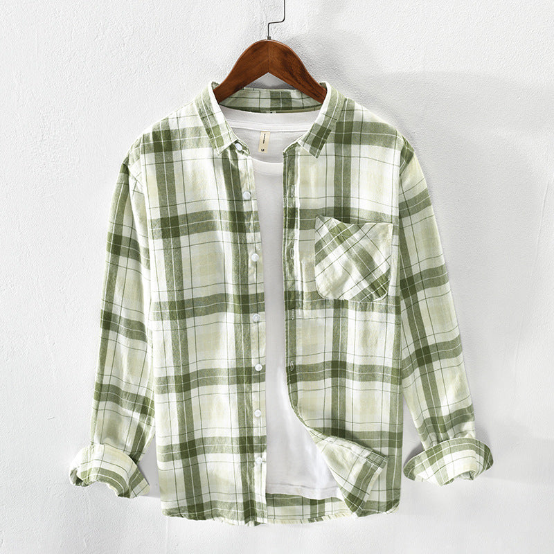 Men's checked casual shirt made of breathable cotton blend Lisslune