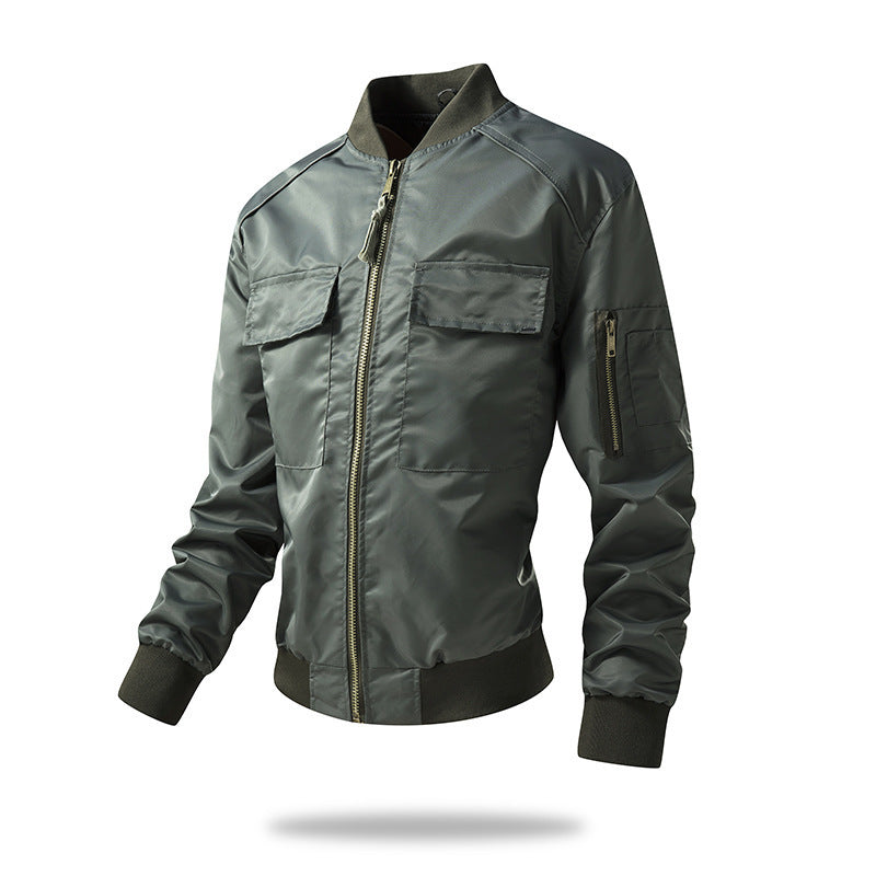 Men's Leisure Bomber Jacket with Practical Pockets and Stylish Collar Lisslune