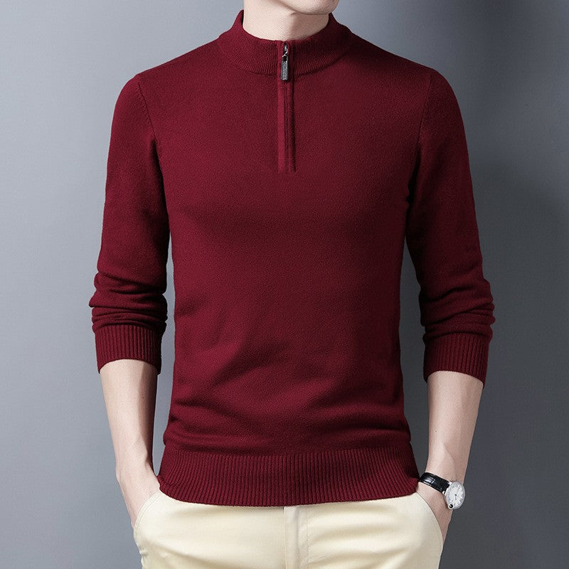 Men's Elegant Knitted Sweater with High Collar Zipper Lisslune