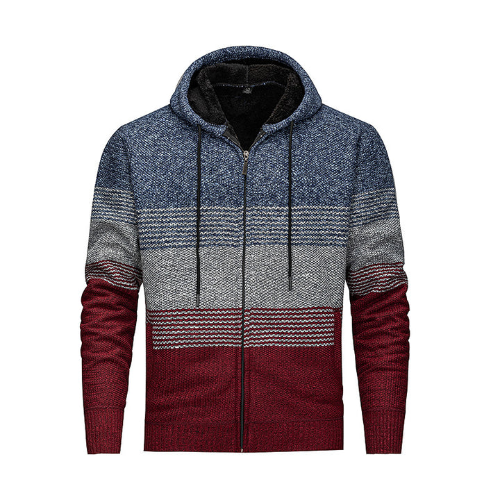 Men's Stylish Cardigan with Hood and Gradient Lisslune