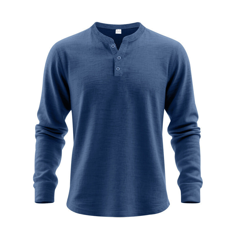Men's Long Sleeve Shirt with Button Placket Lisslune
