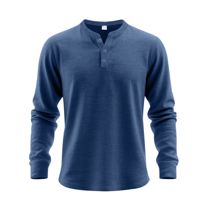Men's Long Sleeve Shirt with Button Placket Lisslune