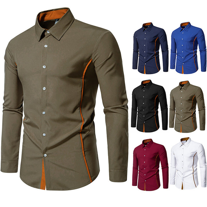 Men's fashionable long-sleeve shirt with stylish contrast details Lisslune
