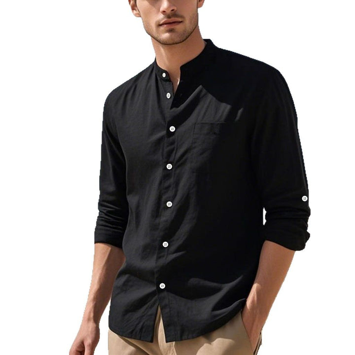Men's shirt in elegant Henley style with textured cotton Lisslune