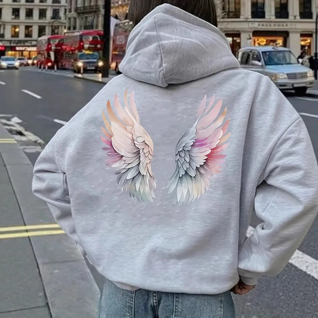 Women's hoodie sweatshirt with imaginative wing motif Lisslune