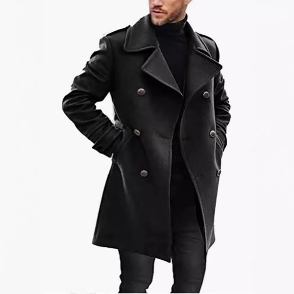 Men's elegant, double-breasted wool coat Lisslune