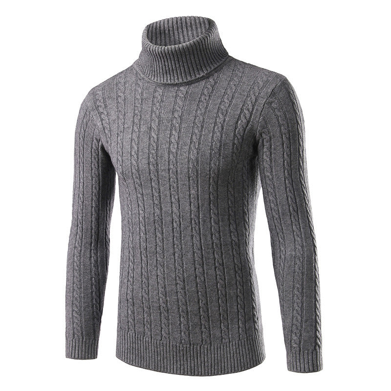 Men's stylish turtleneck sweater with cable knit pattern Lisslune