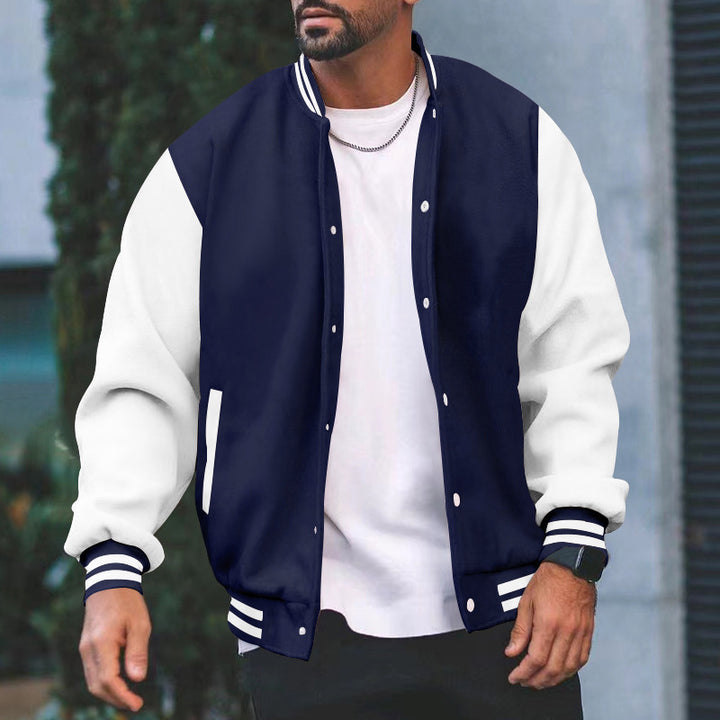 Men's college jacket with contrasting sleeves and classic cuffs Lisslune