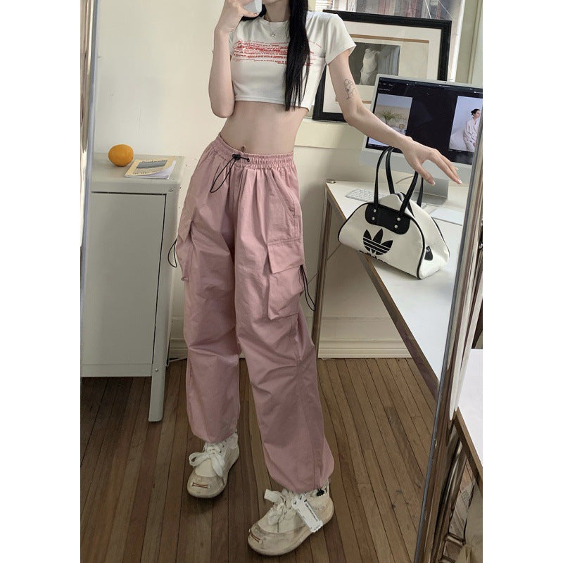 Women's cargo pants with practical side pockets and elastic waistband Lisslune 1775573717