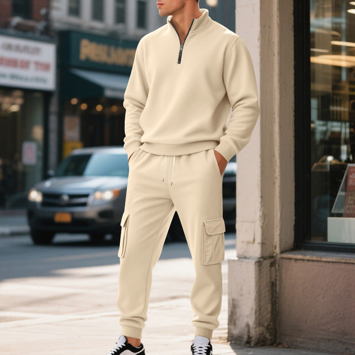 Men's sporty leisure set with high collar and practical cargo pockets Lisslune